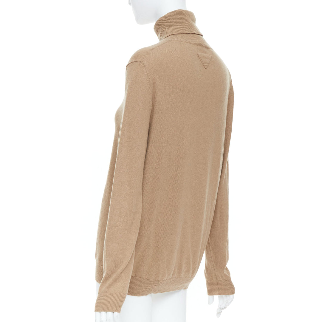 PRADA 2019 beige fine knit cashmere turtleneck sweater IT38 XS