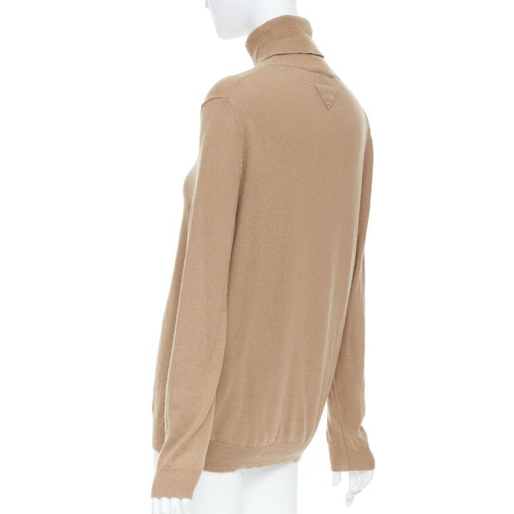 PRADA 2019 beige fine knit cashmere turtleneck sweater IT38 XS