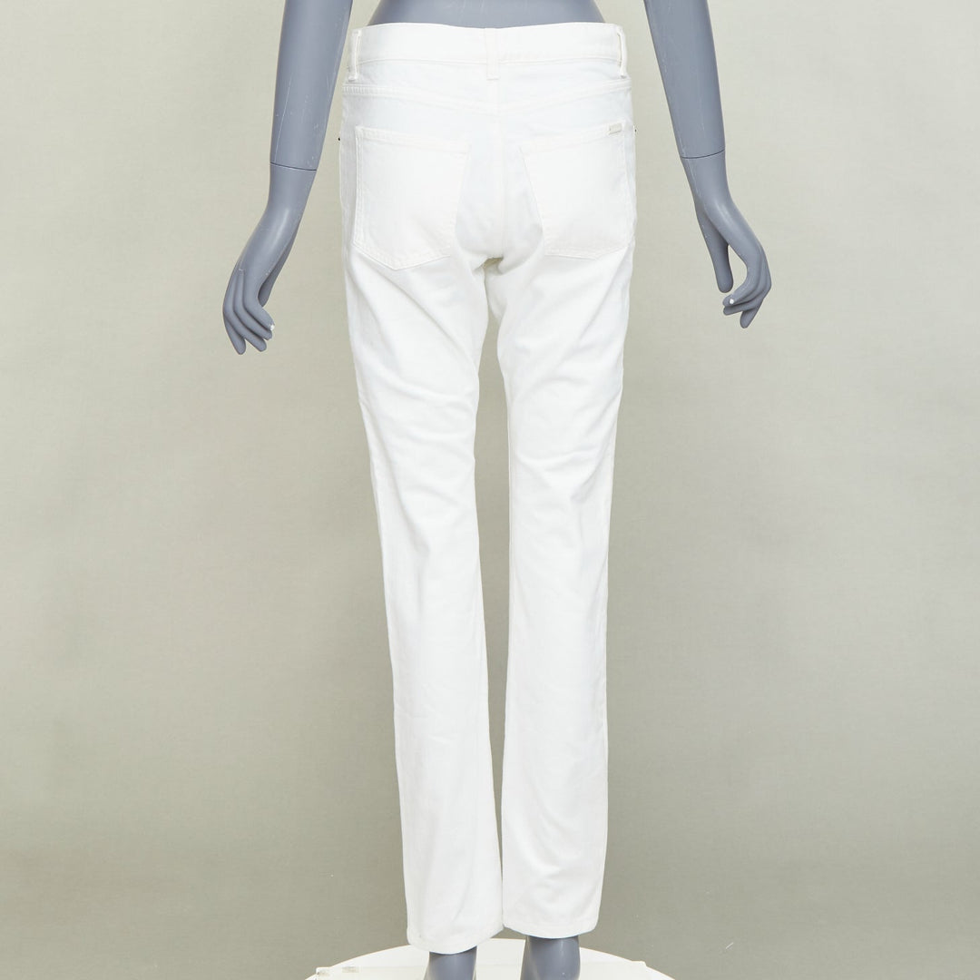 SAINT LAURENT 2020 D18 M SL LW off white cotton straight leg denim jeans 28"