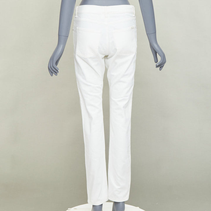 SAINT LAURENT 2020 D18 M SL LW off white cotton straight leg denim jeans 28"