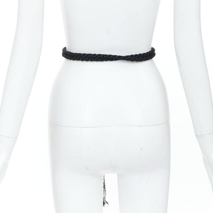 GUCCI 2011 Runway black braided cord rope bamboo tassel selfwrap accessory belt