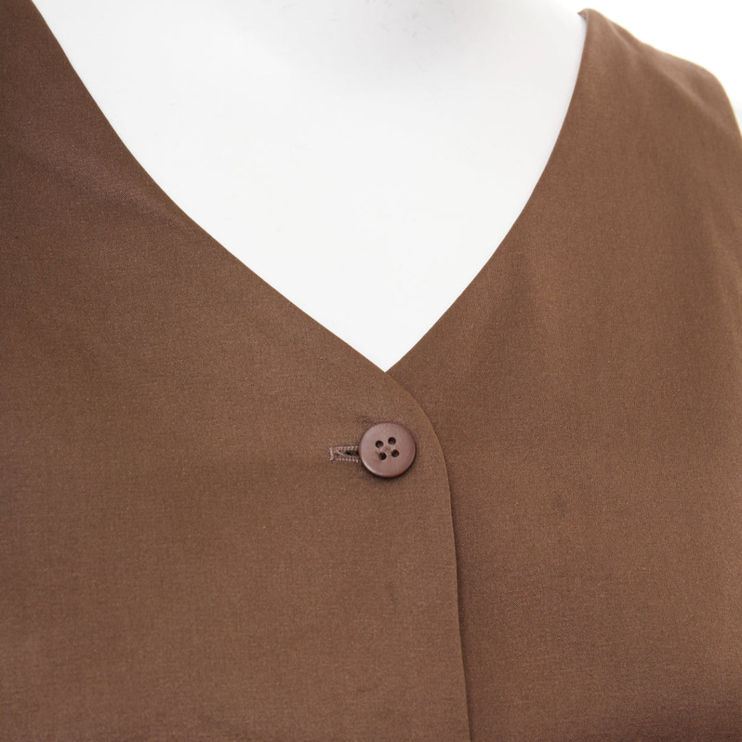 GIORGIO ARMANI silk satin brown button front crossover waistcoat vest IT40 S