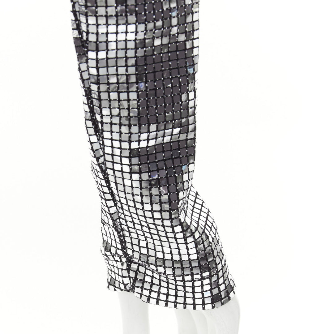 MAISON MARGIELA MM6 2023 silver disco ball sequinned stretch long sleeve top S