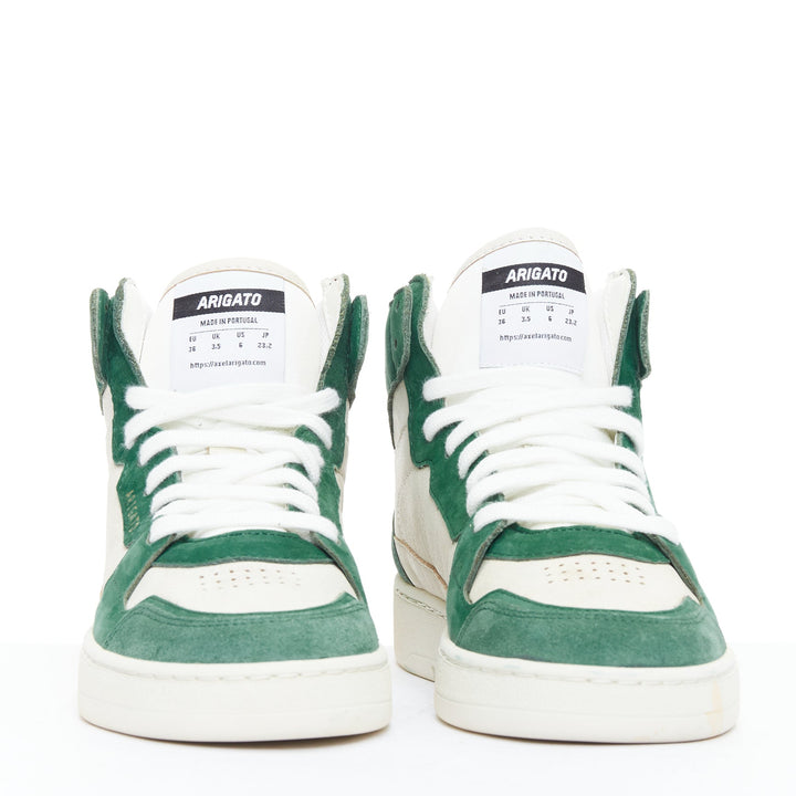 AXEL ARIGATO Dice green seude white leather high top sneakers EU36