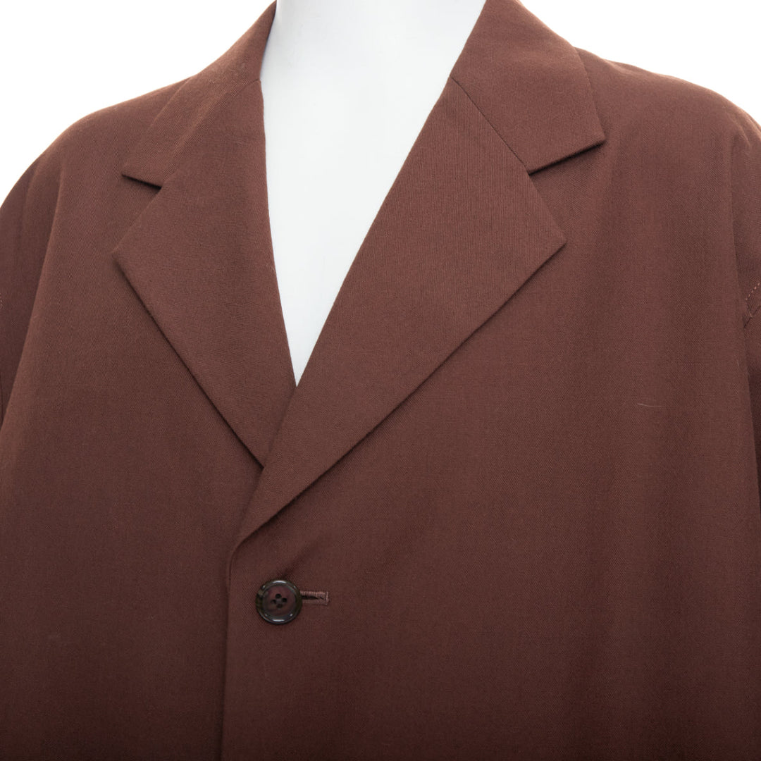 YOHJI YAMAMOTO Y's brown wool mohair single breast long boxy coat JP3 L