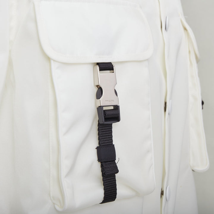 PRADA 2021 Re-Nylon nylon technical buckles pocket transformable shirt jacket XL