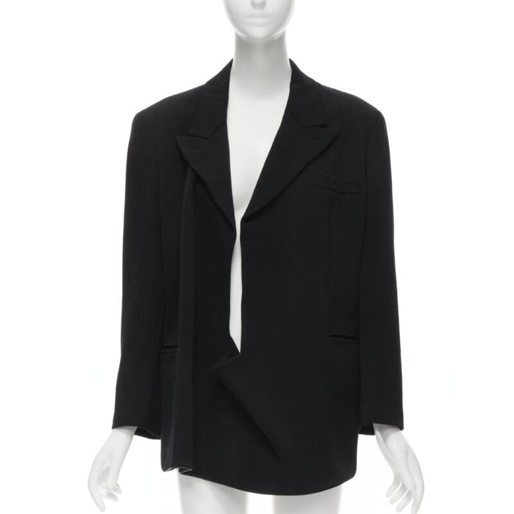 vintage COMME DES GARCONS 1988 black wool plunge neck pullover blazer jacket S