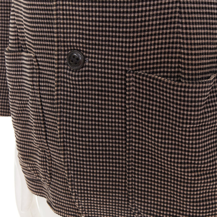 GIORGIO ARMANI brown black cotton blend micro-check 3 pockets blazer  IT46 S