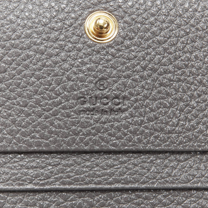 GUCCI 570660 Zumi grey leather GG Horsebit bi-fold wallet on chain mini bag