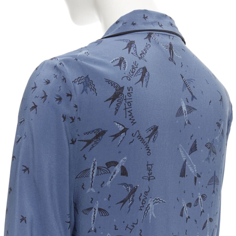 VALENTINO 100% silk 2017 Garden of Early Delights Corpora silk blue shirt S