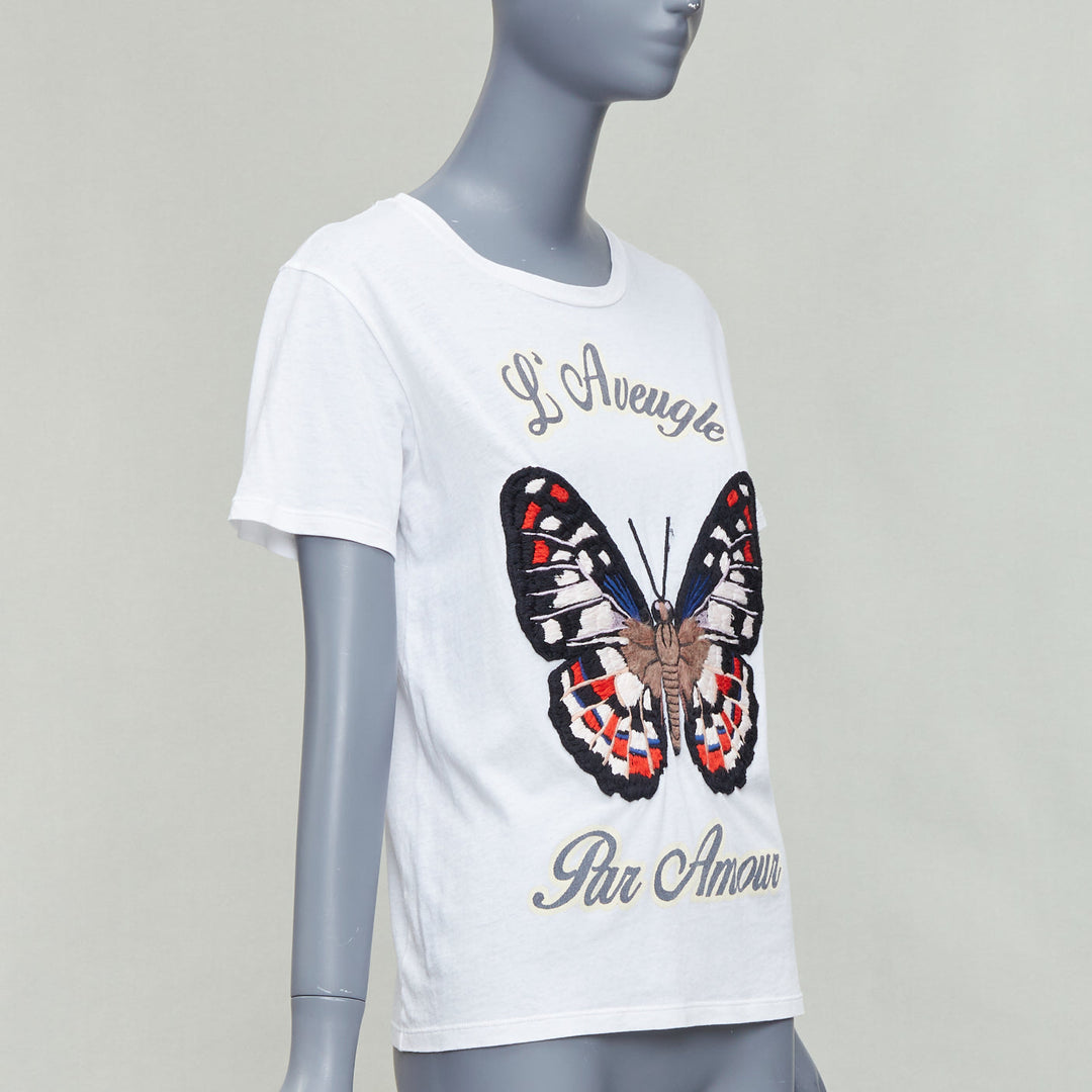 GUCCI L'Aveugle Par Armour white butterfly embroidered tshirt S