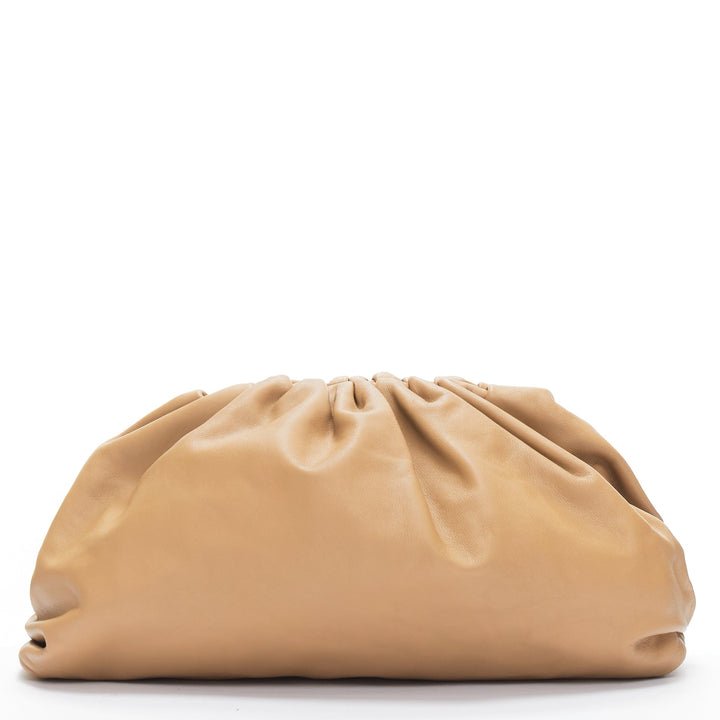 BOTTEGA VENETA The Pouch tan leather dumpling clutch bag