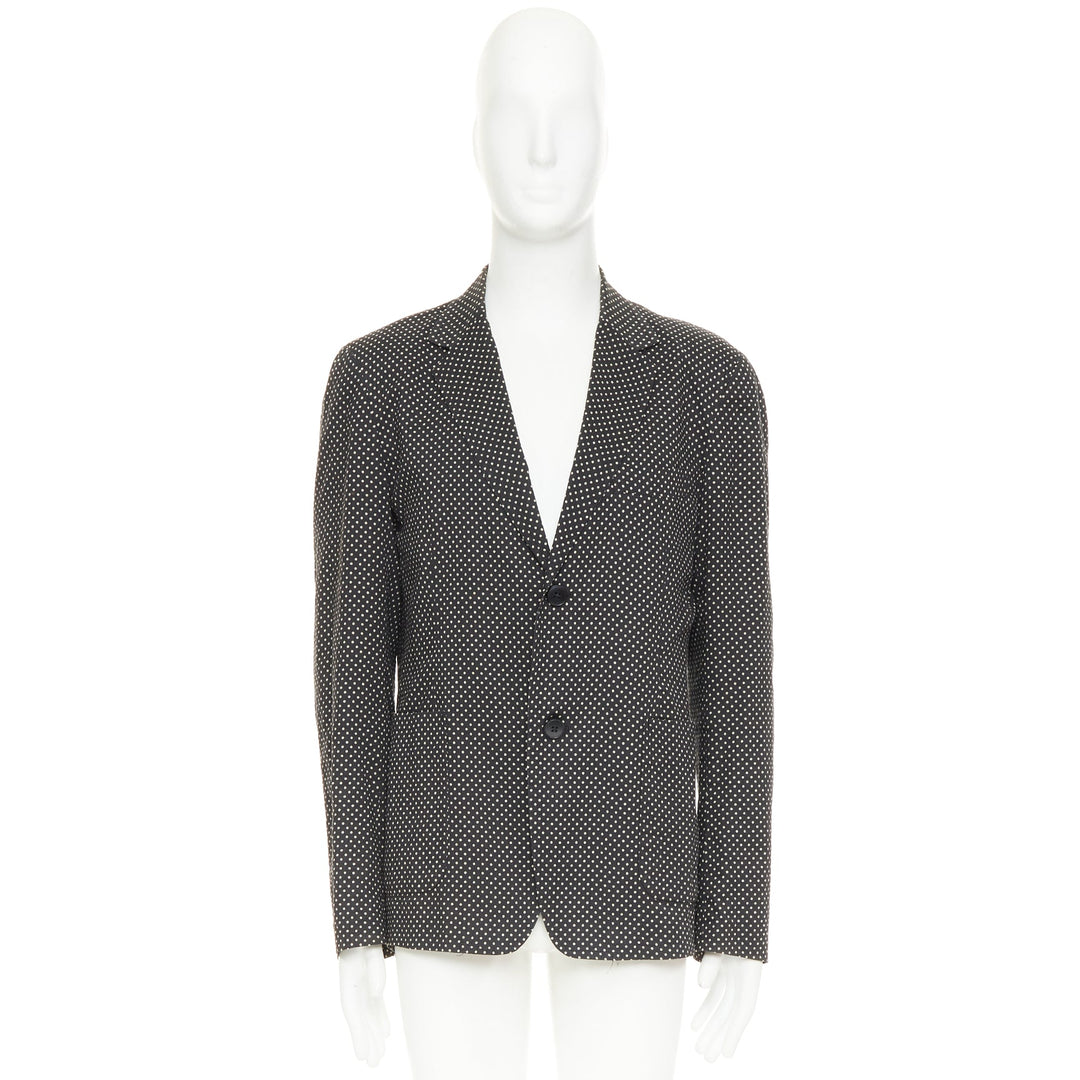 YOHJI YAMAMOTO Pour Homme black white polka dot unstructured blazer JP3 L