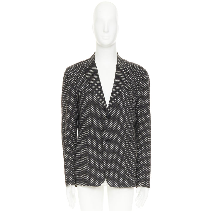 YOHJI YAMAMOTO Pour Homme black white polka dot unstructured blazer JP3 L