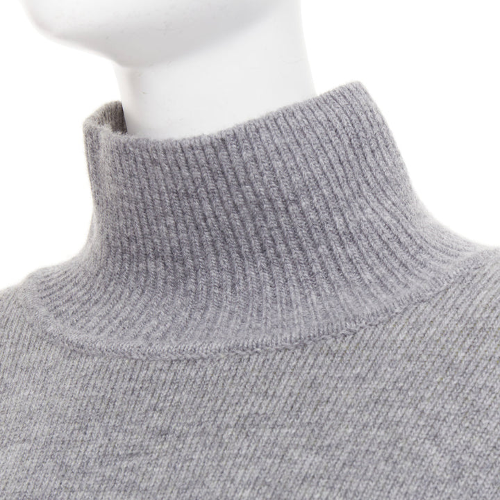 FERRAGAMO 2024 virgin wool two tone grey yellow lined oversized turtleneck M