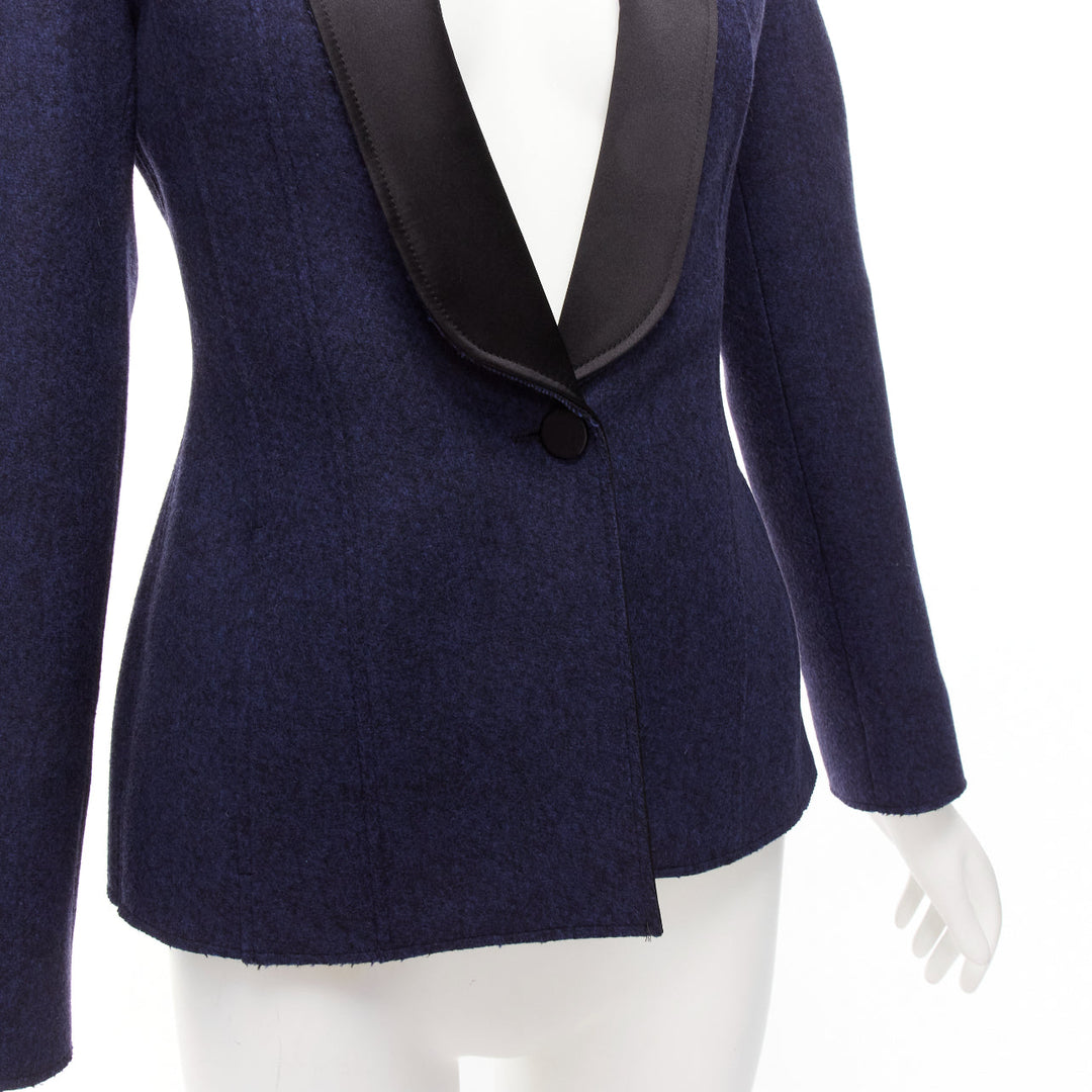 MAISON MARGIELA navy black wool blend satin collar tuxedo blazer FR36 S