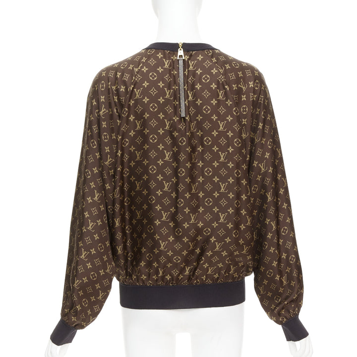 LOUIS VUITTON brown 100% silk LV monogram pullover sweater Nicki Minaj