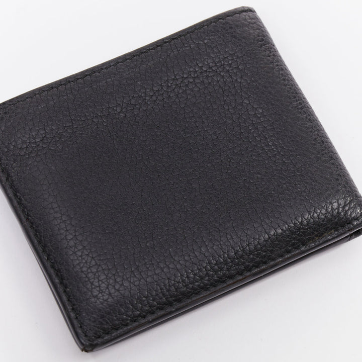 GUCCI black grained leather vintage logo bifold wallet