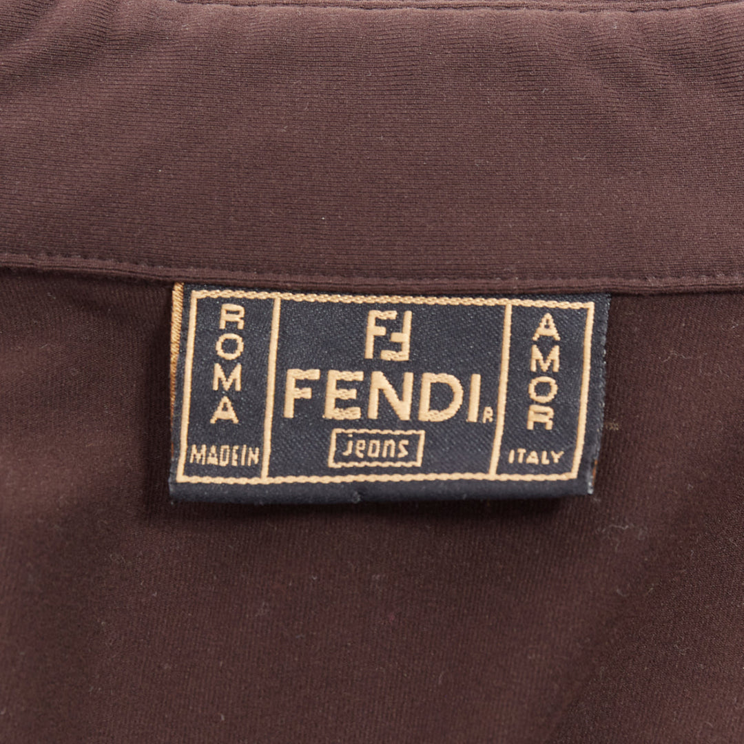 FENDI Jeans Vintage brown FF logo buttons fitted long sleeves shirt
