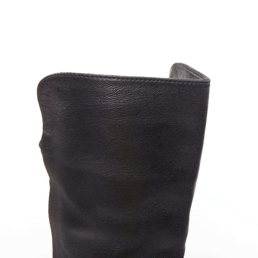 STUART WEITZMAN 5050 black leather front elastic back round toe tall boots EU38
