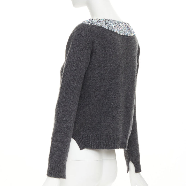 ERMANNO SCERVINO cashmere holographic silver bead embellished sweater IT38 XS