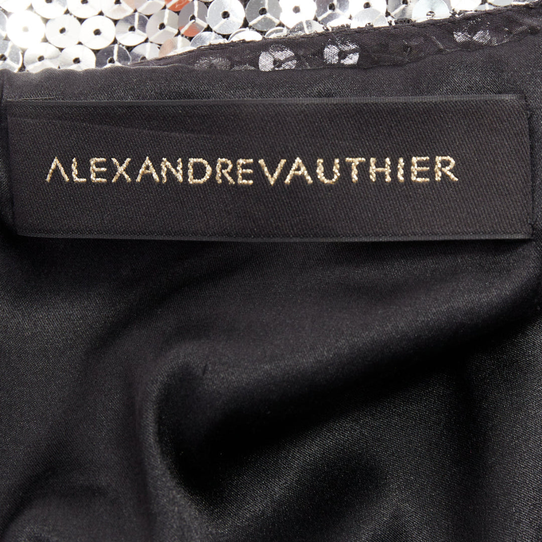 ALEXANDRE VAUTHIER COUTURE SS2015 Runway silver sequin plunge neck gown dress