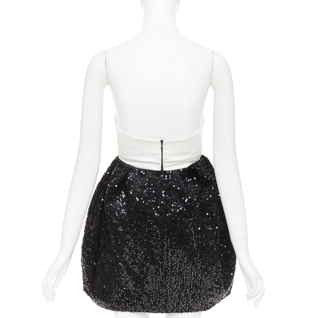 ALEXANDRE VAUTHIER SS2019 white satin bow black sequin mini dress