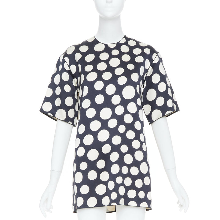 CELINE 2013 Runway Phoebe Philo polka dot silk wool oversized tunic top FR34 XS