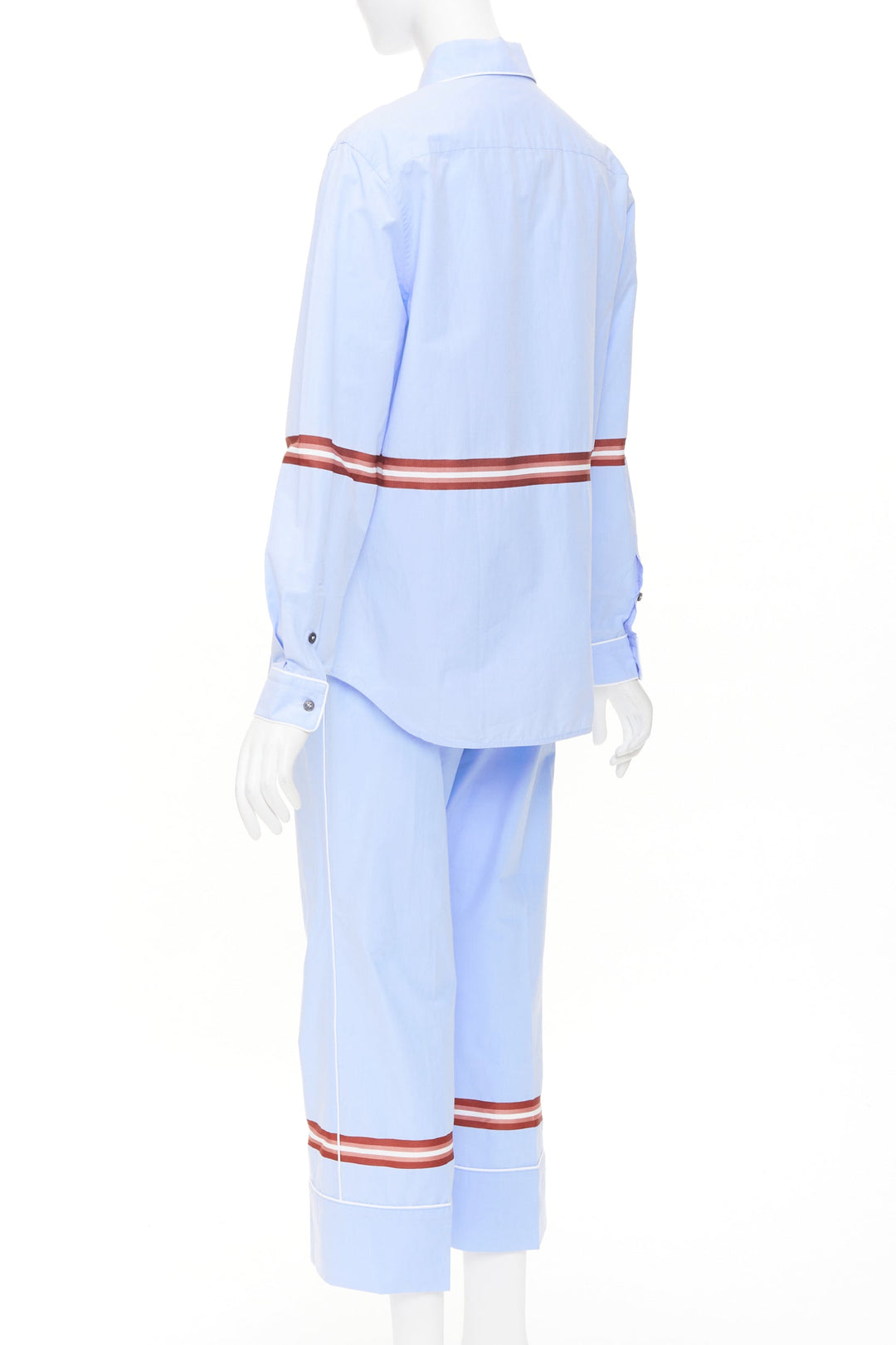 NO. 21 red stripe light blue cotton blend button shirt pants set IT42 M