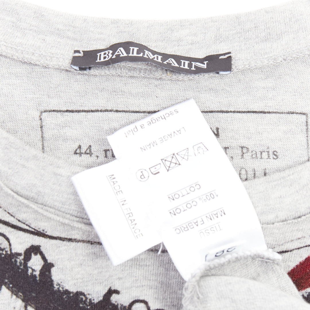 BALMAIN 2011  Christophe Decarnin Punk Graffiti silver pin ripped tank FR38 M