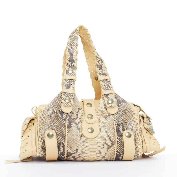 CHLOE 2004 Runway Silverado Phoebe Philo beige scaled tan leather bag
