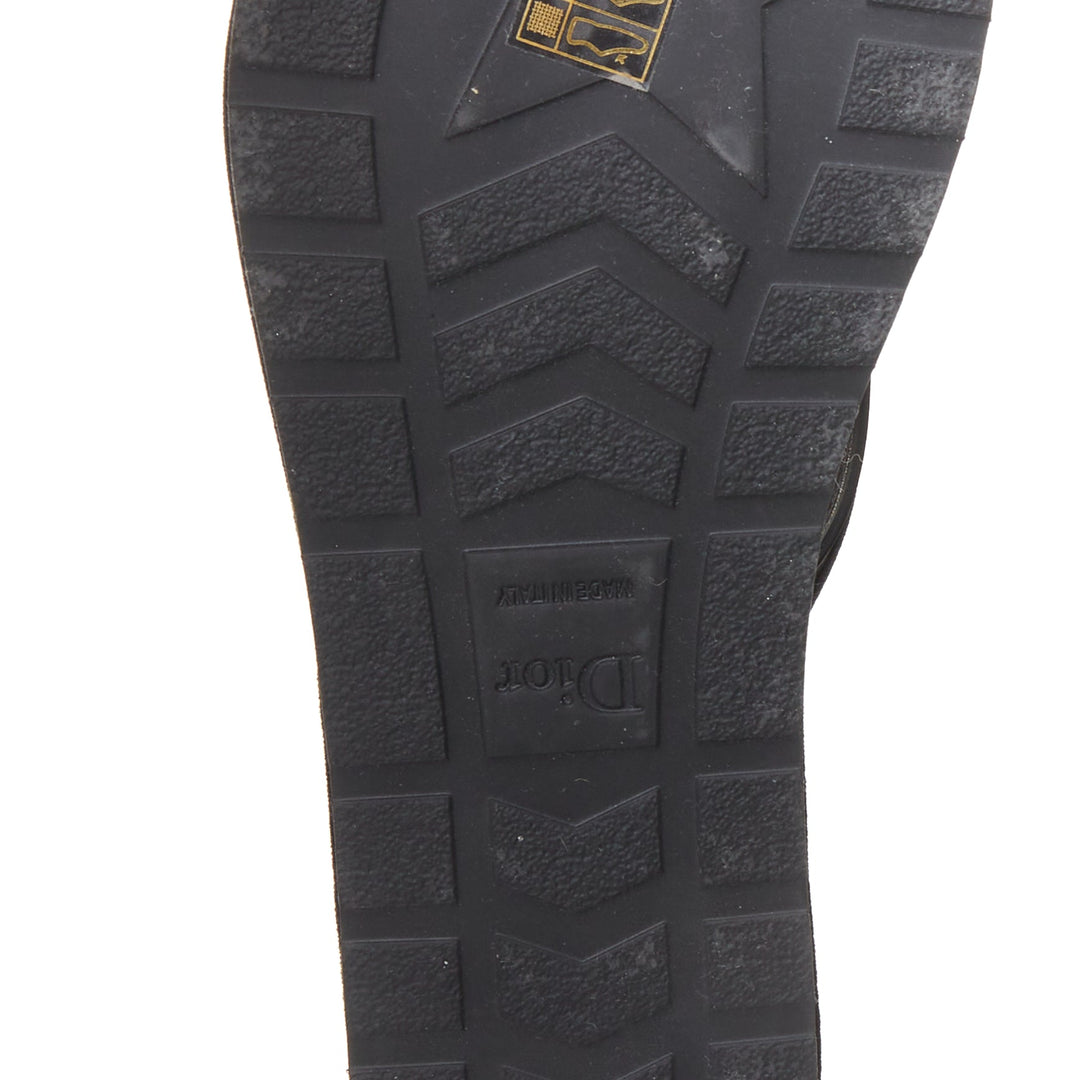 CHRISTIAN DIOR 2023 Diorsea black velvet gold letter platform thong sandals EU37