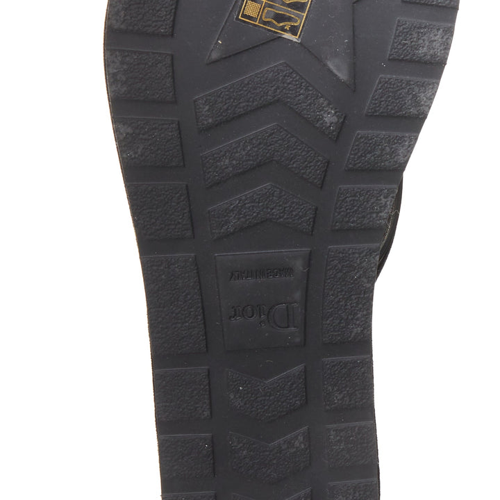 CHRISTIAN DIOR 2023 Diorsea black velvet gold letter platform thong sandals EU37