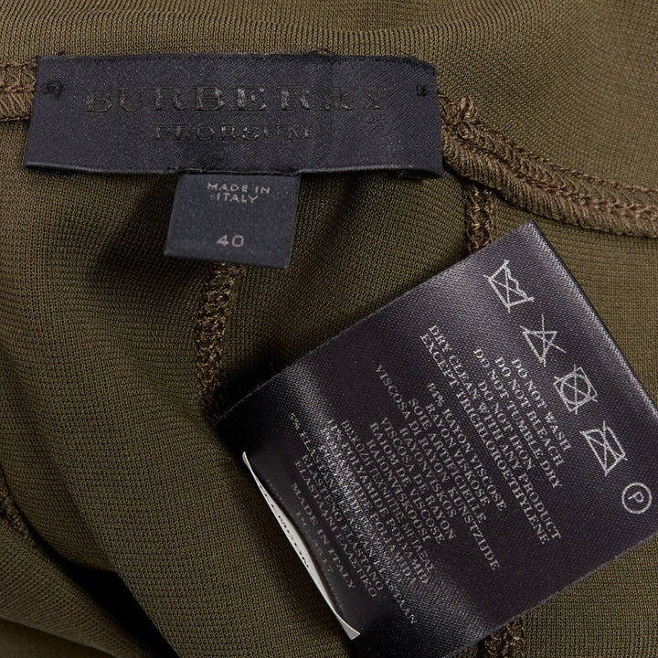BURBERRY PRORSUM khaki green zip back hem stretch skinny pants IT40 S