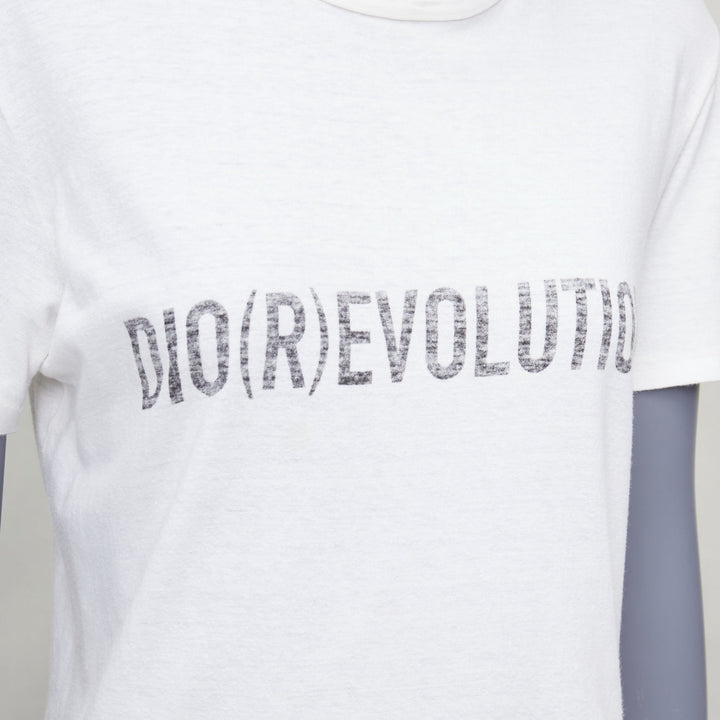 CHRISTIAN DIOR Dio(r)evolution cream grey cotton linen washed white tshirt S