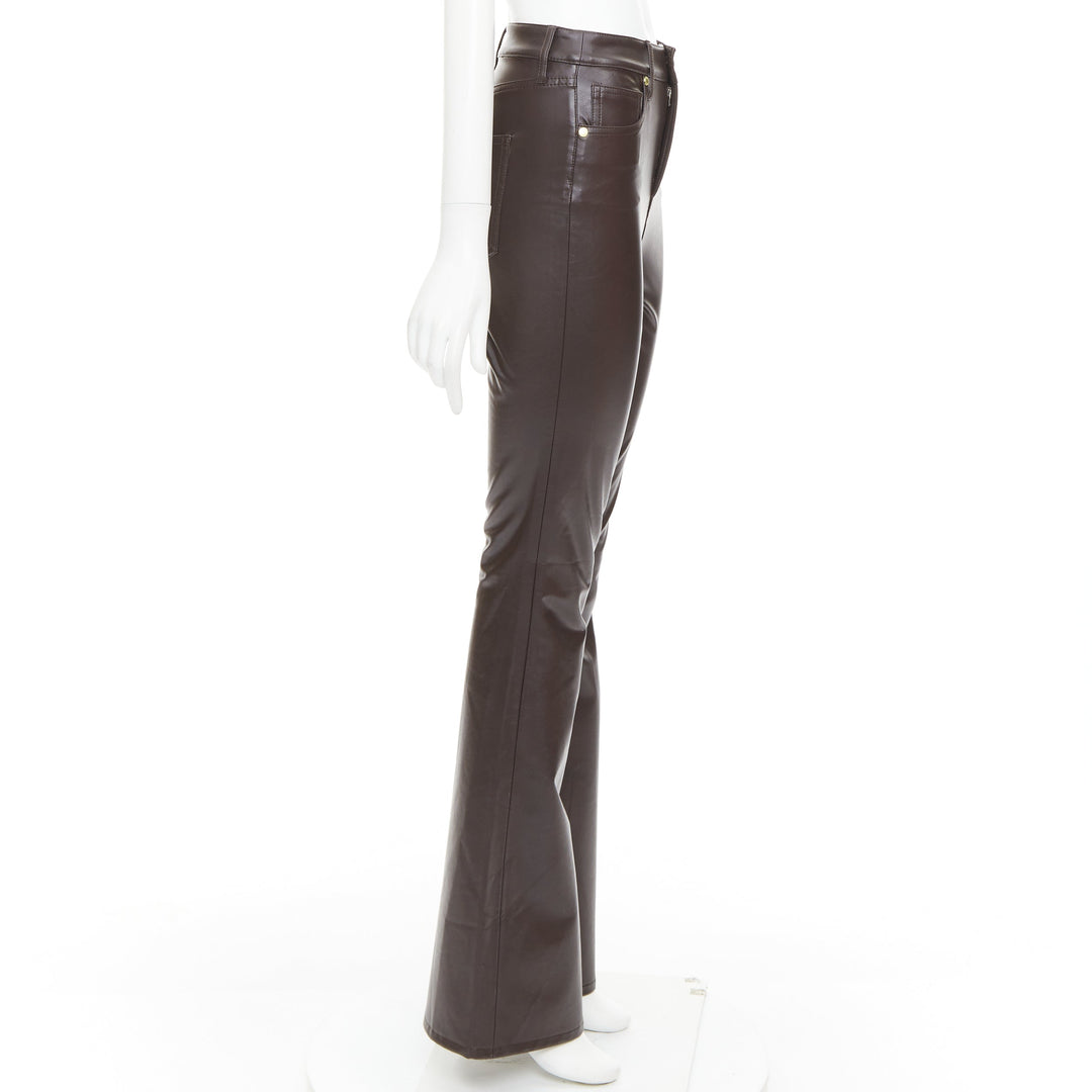 VERONICA BEARD Beverley Skinny Flare High Rise brown faux leather pants 24"