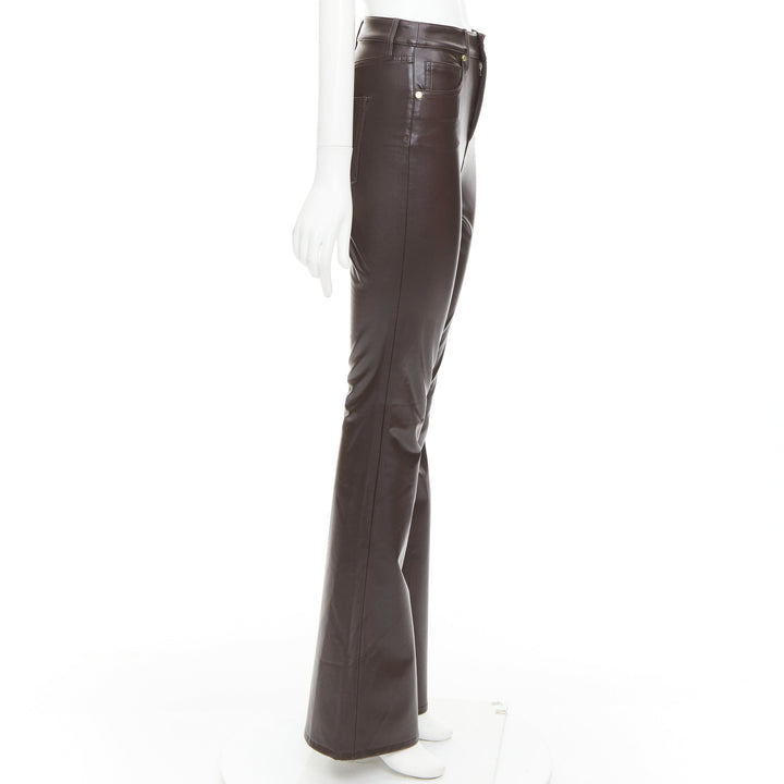VERONICA BEARD Beverley Skinny Flare High Rise brown faux leather pants 24"