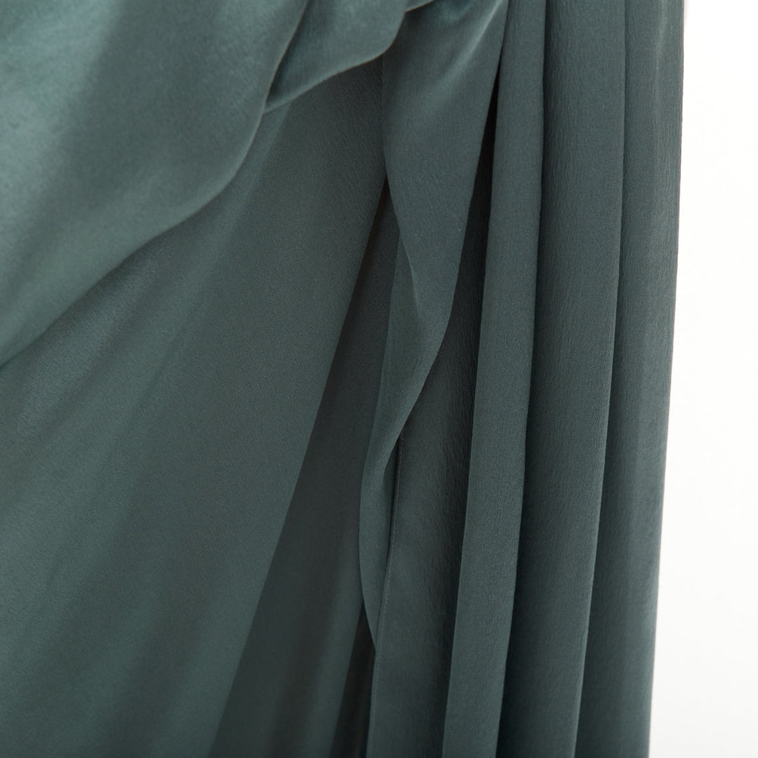 ALEXANDRE VAUTHIER COUTURE 2020 Runway petrol jewel green strapless cape gown