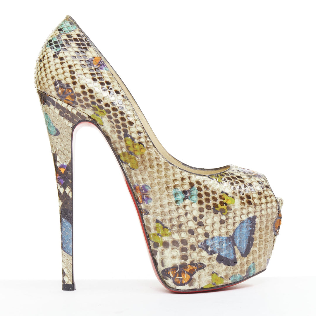 CHRISTIAN LOUBOUTIN Highness 160 butterfly leather platform peep heels EU36
