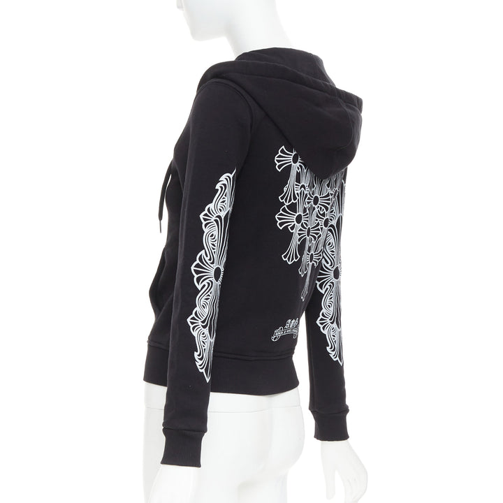 A&G Rock n Roll Couture Amal Guessou black 925 silver dagger crop hoodie S
