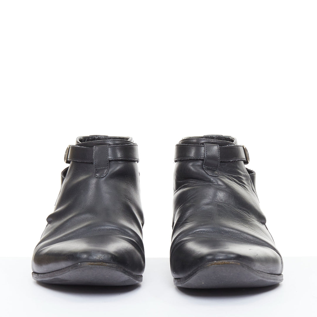 SAINT LAURENT Cropped Jodhpur 20 black leather silver buckl ankle boots EU41