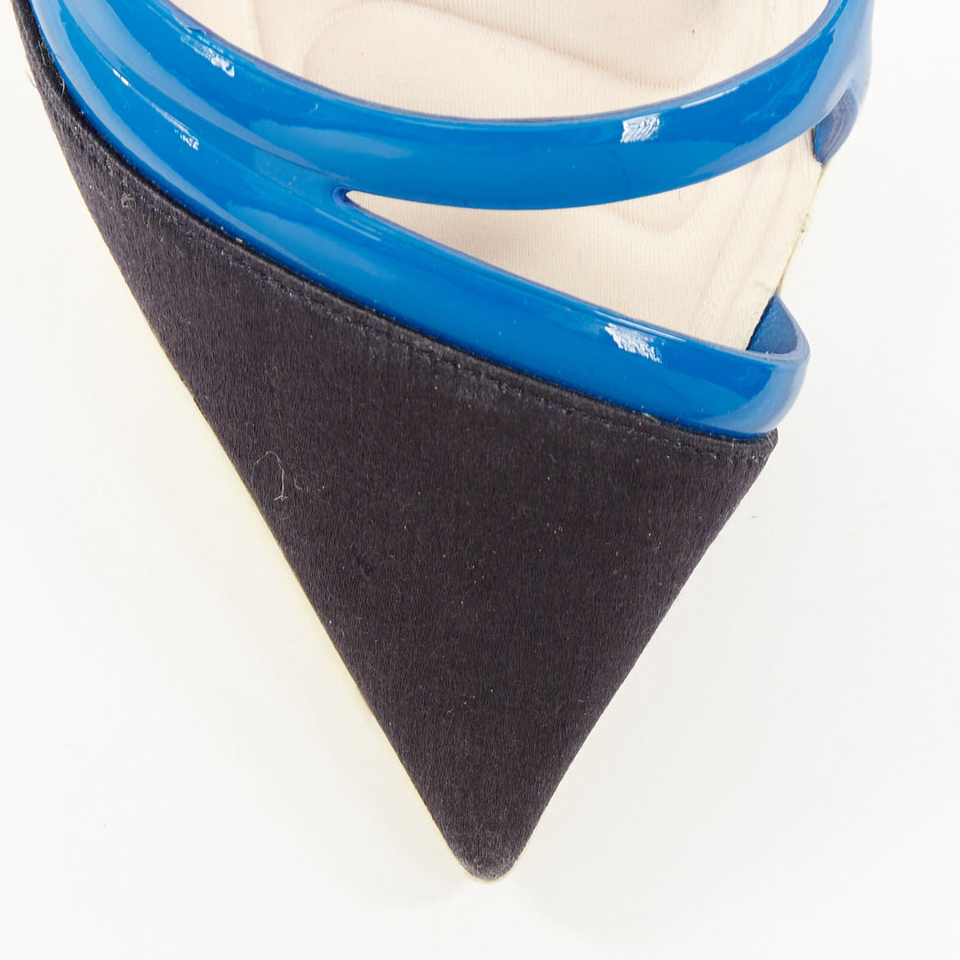 rare CHRISTIAN DIOR 2014 Runway Raf Simons sportif blue satin cut out pumps EU37