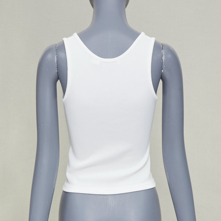 CHRISTOPHER ESBER white V neck twist cut out ribbed cotton tank top S
