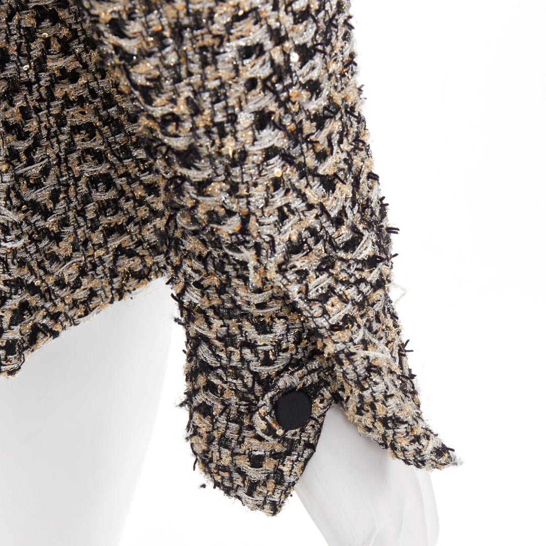 HAIDER ACKERMANN metallic gold chevron tweed shawl collar blazer jacket FR48 M