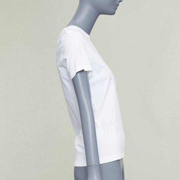 KENZO Jungle white cotton grey tiger felt print fitted crew tshirt S