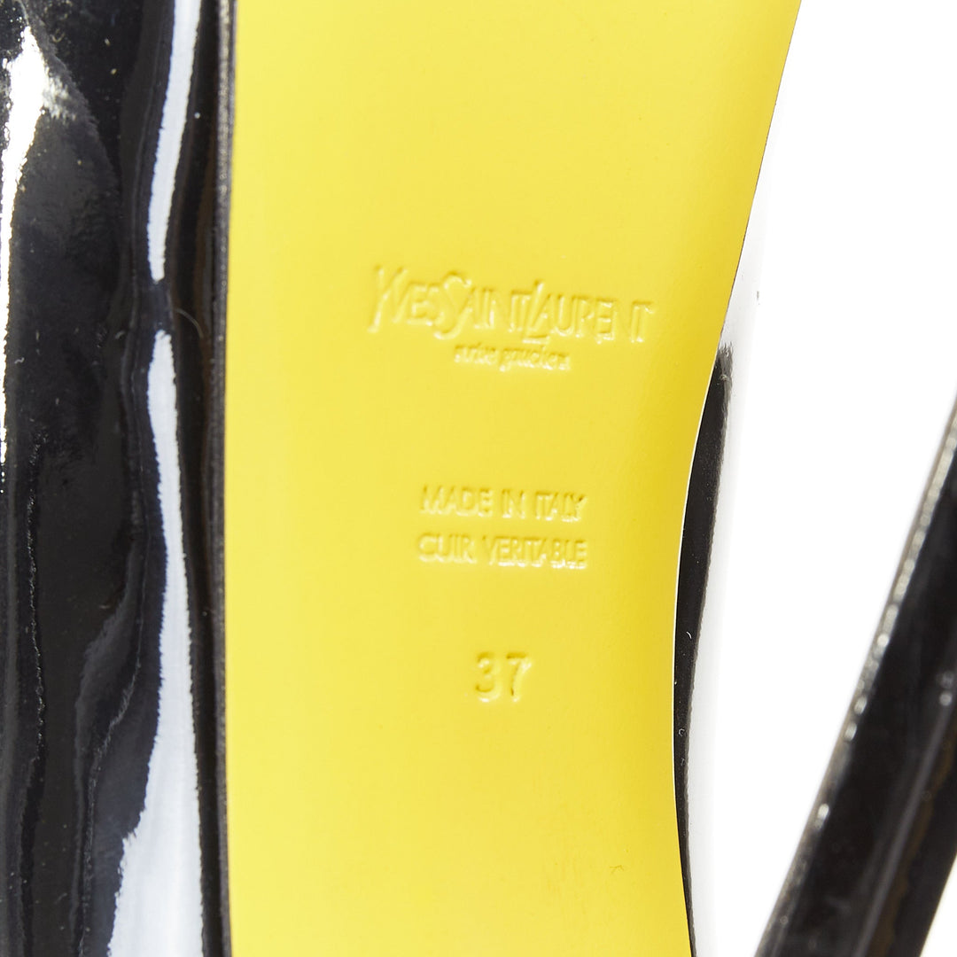 YVES SAINT LAURENT 2010 Tribute black patent leather ankle strap pumps EU37 US7