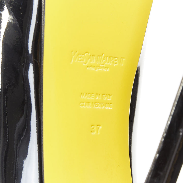 YVES SAINT LAURENT 2010 Tribute black patent leather ankle strap pumps EU37 US7