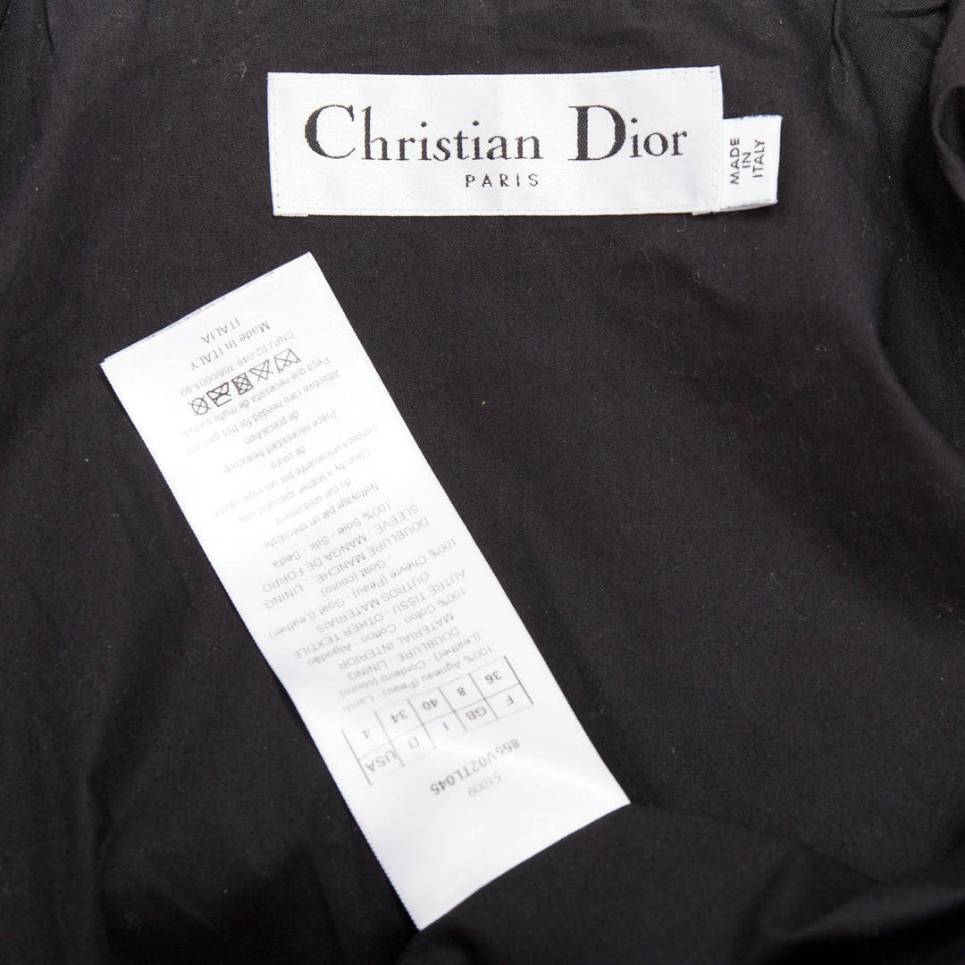 CHRISTIAN DIOR black suede lambskin leather patchwork biker jacket FR36 S