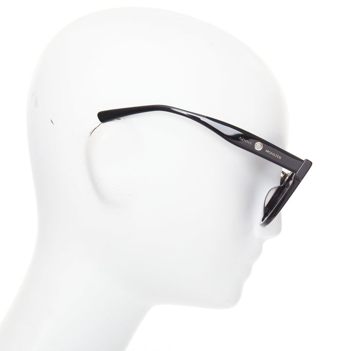 GENTLE MONSTER Jennie Kuku0 01 black gold eyelet oversized square sunglasses