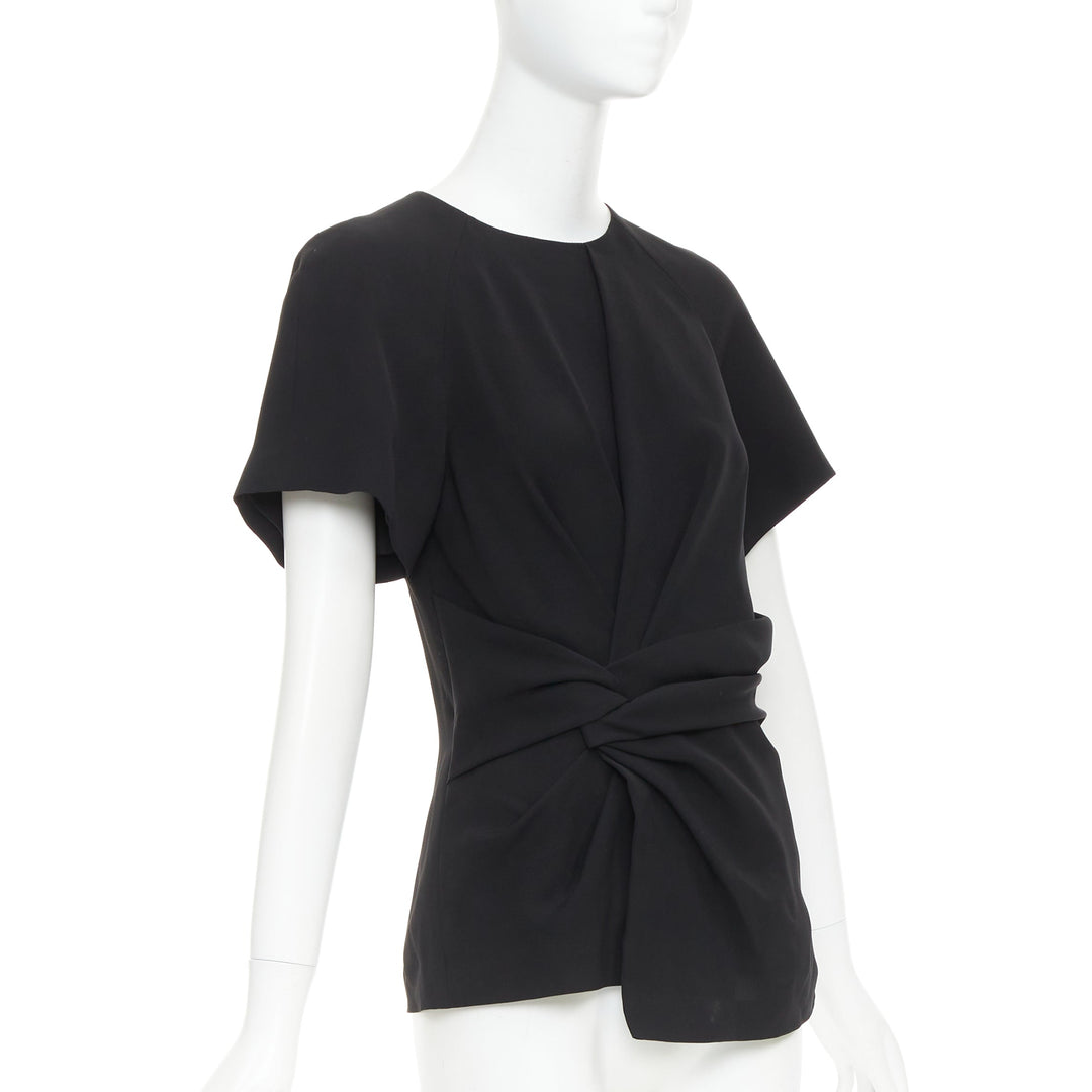 ALEXANDER WANG black drape knot front raglan crew neck top US2 S